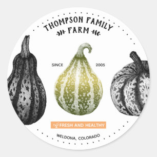 Family Farm Pumpkins Ink Stipple Drawing Sticker