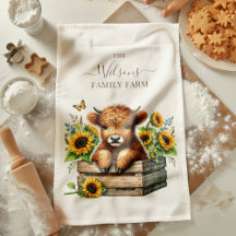 Family Farm Rustic Sunflower Highland Cow