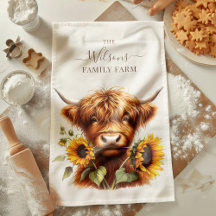Family Farm Rustic Sunflower Highland Cow