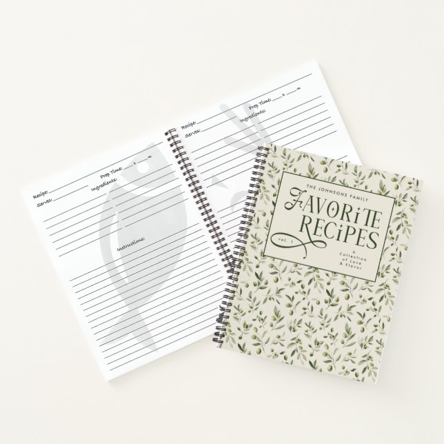 Family Favorite Recipes Olive Branch Pattern Notebook (Inside)