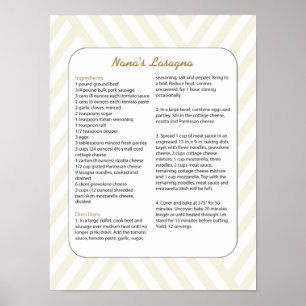 Family Favourite Recipe Chevron - Lasagne Poster