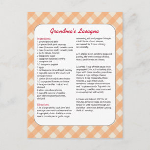 Family Favourite Recipe Retro - Lasagne Postcard