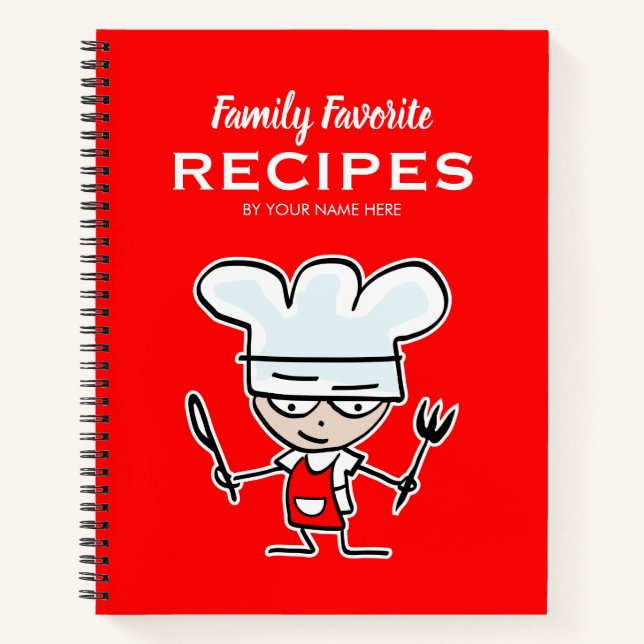 Family favourite recipes organiser fun cartoon che notebook (Front)