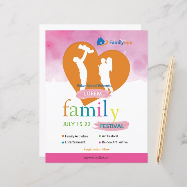 Family Festival Flyer Template: (Front/Back In Situ)