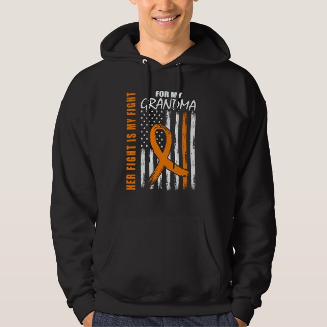Family Fight Grandma Leukemia Awareness American F Hoodie (Front)