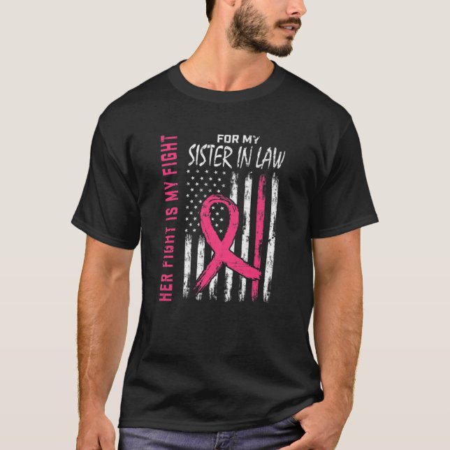 Family Fight Pink Sister In Law Breast Cancer Awar T-Shirt (Front)