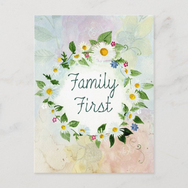 Family First Circle of Daisies Postcard (Front)
