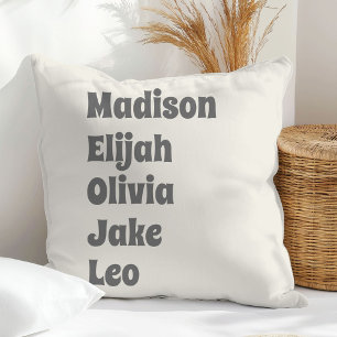 Family five grandchildren name cream retro cushion