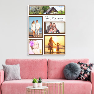 Family Five Photo Collage Customisable Canvas Print
