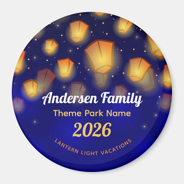Family Floating Lanterns Theme Park Vacation Magnet (Front)
