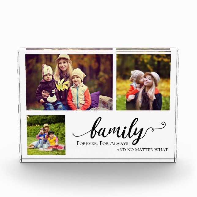 Family Forever 3 photo collage sweet quote mum kid Block (Front)
