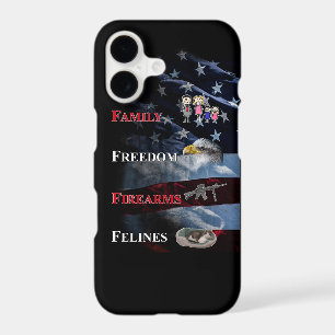 family, freedom, firearms, felines iPhone 17 case