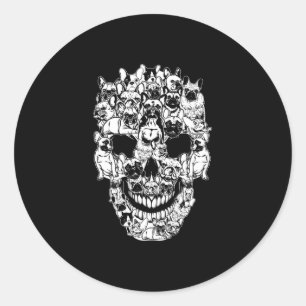 Family French Bulldog Dog Skull Costume Halloween  Classic Round Sticker