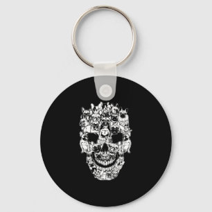 Family French Bulldog Dog Skull Costume Halloween Key Ring