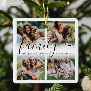 Family Friends 4 Photo Christmas Ceramic Ornament