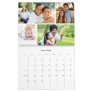 Family Friends Blue Multi Photo Customisable Calendar