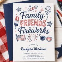 Family Friends Fireworks BBQ Invitation