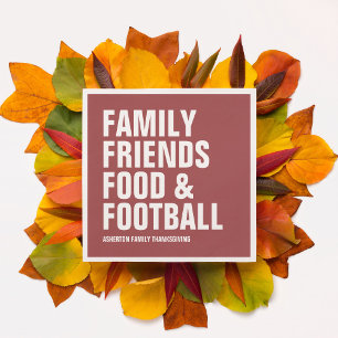 Family friends food & football maroon Thanksgiving Napkin