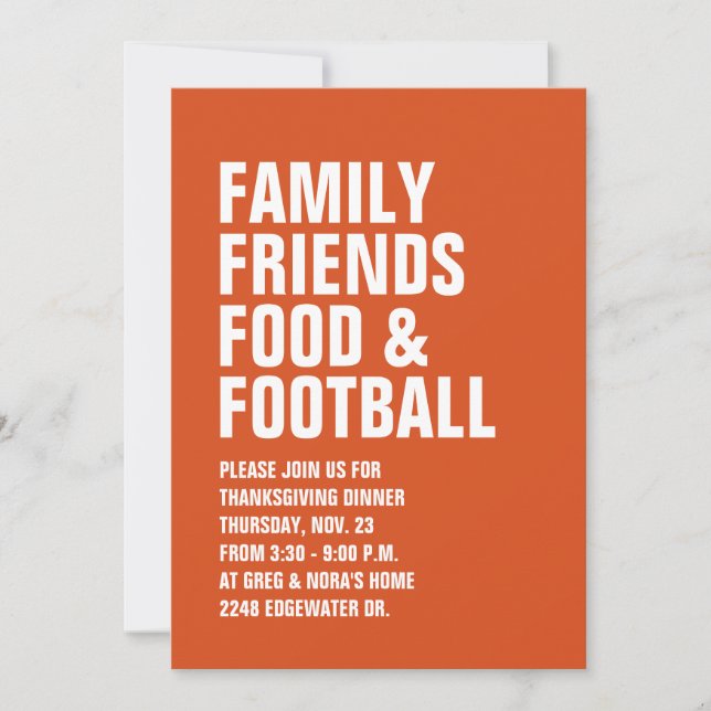 Family friends food football modern Thanksgiving Invitation (Front)