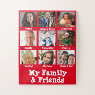 Family & Friends Name & Photo Red Dementia Memory Jigsaw Puzzle