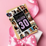 Family Friends Photo Collage Frame Happy Birthday Card<br><div class="desc">This cool and cute happy birthday greeting card is perfect for any friend or family member. It features sixteen customizable photograph pictures in a frame format with the quote, "Happy (30th) Birthday, " in white and purple with the name and age "30" (which can be changed to any age) in...</div>