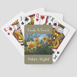 Family & friends poker night daffodil flowers playing cards
