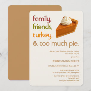 Family, Friends, Turkey, Pie Modern Thanksgiving Invitation