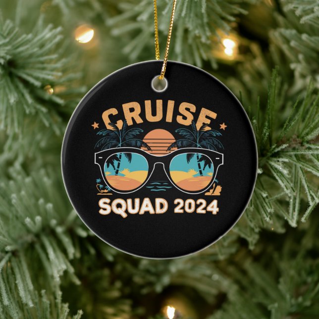 Family Friends Vacation Cruising Ship Trip 2024 Ceramic Tree Decoration (Tree)