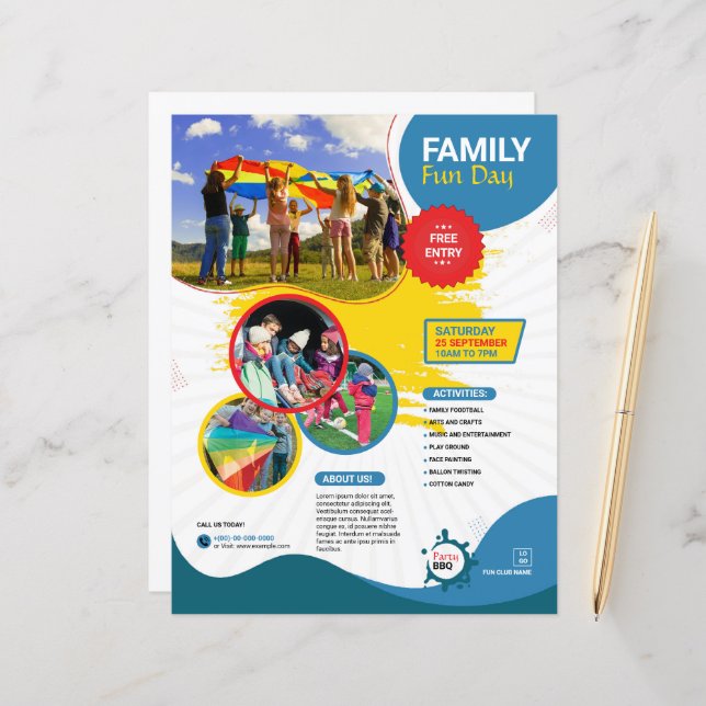 Family Fun Day Flyer Template (Front/Back In Situ)
