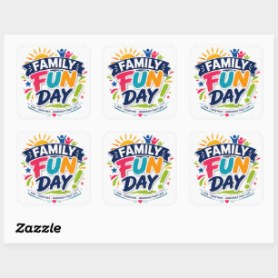 FAMILY FUN DAY Graphic Trendy Sheet of Square Sticker