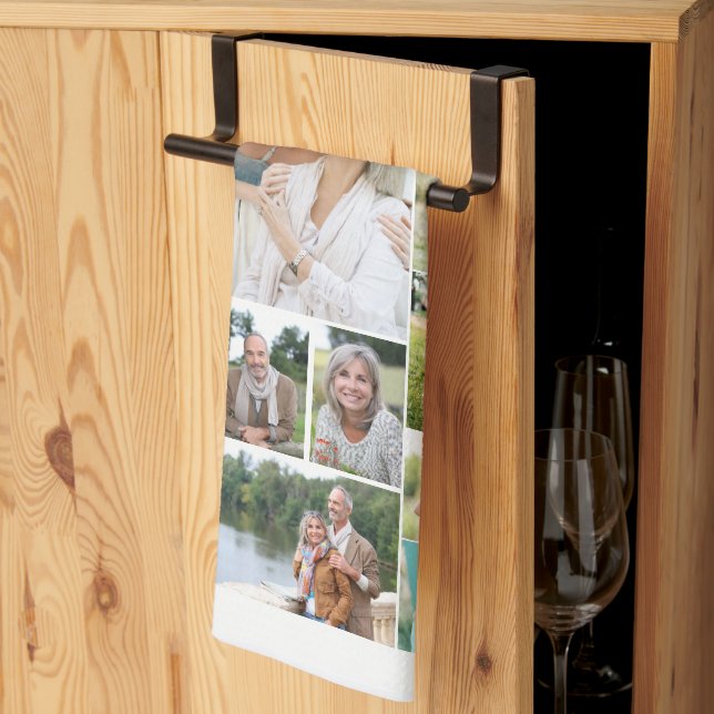 Family Gallery Photo Collage 31 Picture White Tea Towel (Thirds Fold)