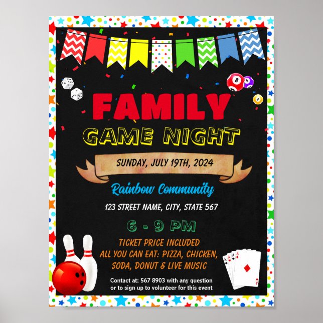 Family Game Night event template Poster (Front)