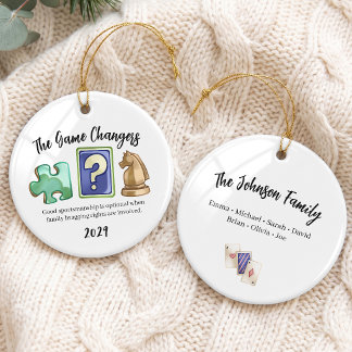 Family Game Night Group Ceramic Tree Decoration