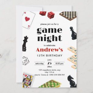 Family Game Night Invitation, Board Games Birthday Invitation
