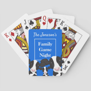 Family Game Night Name Blue White Cows Playing Cards