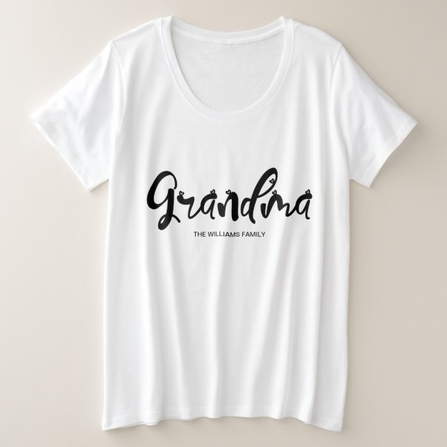 Family Gathering Cute Hearts Grandma Plus Size T-Shirt (Design Front)