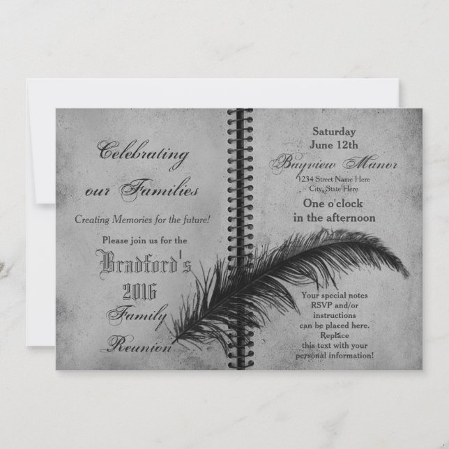 Family Gatherings -Invitations - Book - Grey Invitation (Front)