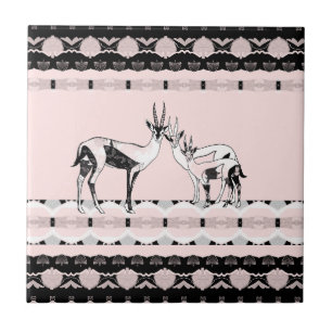 Family Gazelle Art Deco Decorative Tile