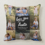 family gift 8 photo grandchild simple  cushion<br><div class="desc">family gift 8 photo grandchild simple modern script typography pillow gift black and white design. change the name</div>
