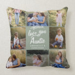 family gift 8 photo grandchild simple  cushion<br><div class="desc">family gift 8 photo grandchild simple modern script typography pillow gift sage green design. change the name to suit your recipient</div>