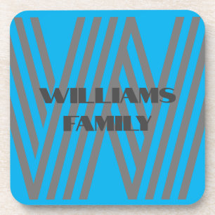 FAMILY GIFT MINT GREEN GREY MONOGRAM COASTER
