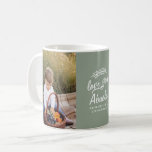 family gift photo grandchild simple  coffee mug<br><div class="desc">family gift 2 photo grandchild simple modern script typography sage green mug design. change the name to suit your recipient</div>
