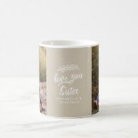 family gift photo grandchild simple  coffee mug<br><div class="desc">family gift 2 photo grandchild simple modern script typography beige mug design. change the name to suit your recipient</div>