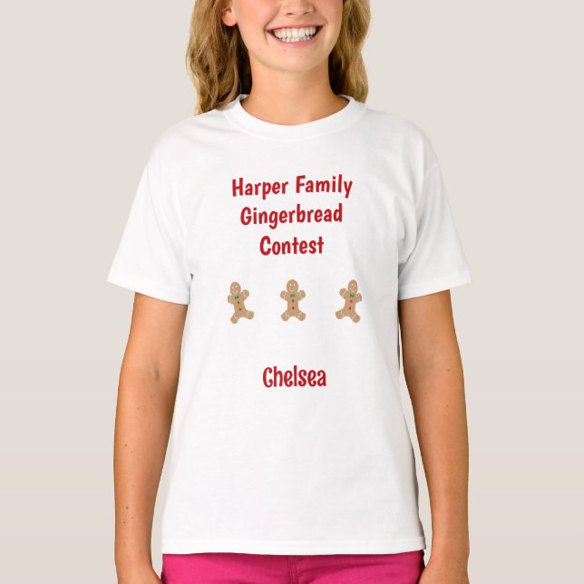 Family Gingerbread Contest Custom Text Cookie  T-S T-Shirt (Front)