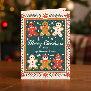 Family Gingerbread Man Merry Christmas Holiday  Card