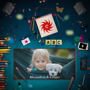  Family Girl Puppy Dog Pet Photo Modern  Desk Mat