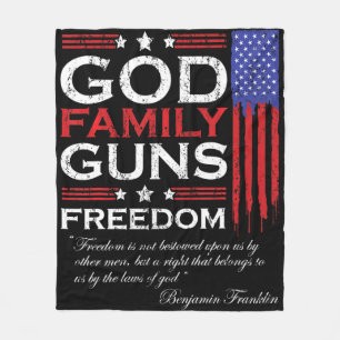 FAMILY GOD GUNS AND FREEDOM CHRISTIAN MAGA TRUMP FLEECE BLANKET