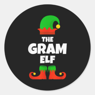 Family Gram Elf Christmas Matching Pajama Funny  Classic Round Sticker