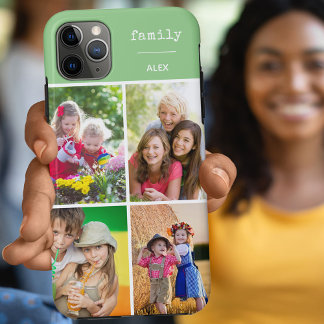 Family Green 4 Photo Collage Custom Case-Mate iPhone Case