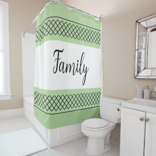 Family Green White Modern Shower Curtain